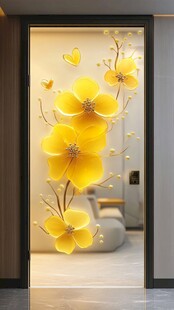 金色花卉玻璃艺术