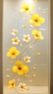 玻璃上的黄色花朵