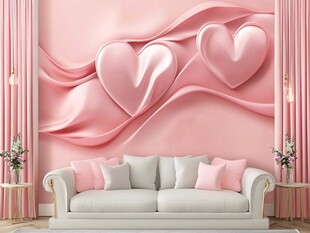 浪漫粉色心形丝绸背景