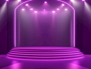 紫色灯光下的舞台