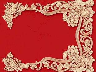 红色背景上的精致花纹装饰