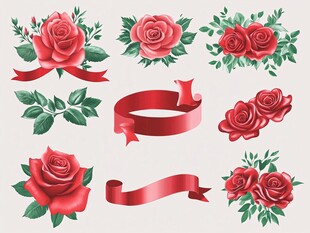 玫瑰与丝带的完美结合