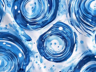 蓝色水彩圆圈图案