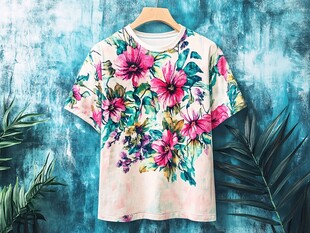 花卉印花短袖T恤