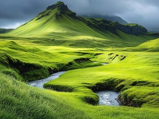 绿色山谷的宁静风景
