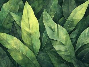 绿色热带叶子风格化插图