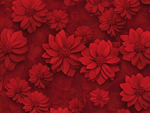 红色花卉图案