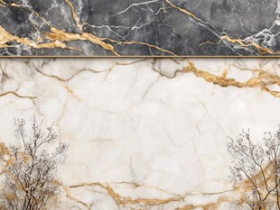 大理石与植物的优雅交融