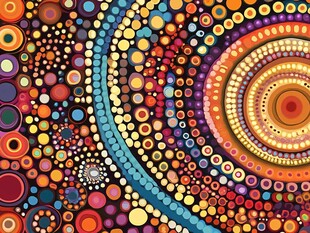 多彩圆圈抽象画