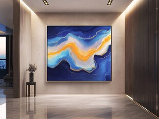 抽象艺术之蓝黄交响曲