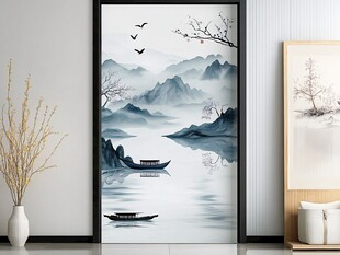 山水画风格门贴