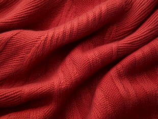 红色针织纹理的特写