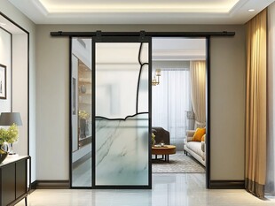 现代简约室内设计 谷仓门风格的玻璃隔断