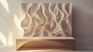 波浪形木制长椅