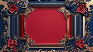奢华金色框架红色背景