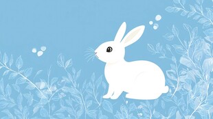 蓝色梦境中的白兔