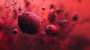 红色粒子在微观世界中舞动