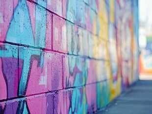 街头艺术的砖墙