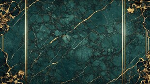 绿色大理石与金色纹理的奢华背景