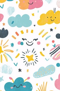 云朵与太阳的快乐图案