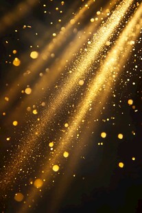 金色粒子在光线中舞动