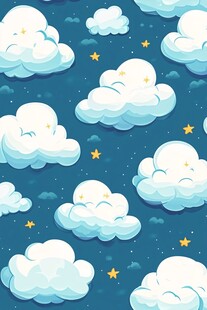 夜空中的云朵和星星