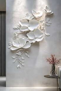 浮雕花卉墙艺术