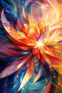 色彩斑斓的抽象花朵