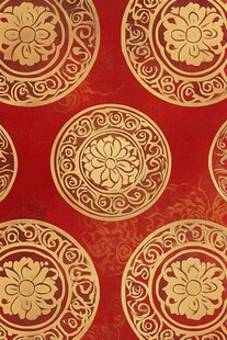 红色金纹圆形图案