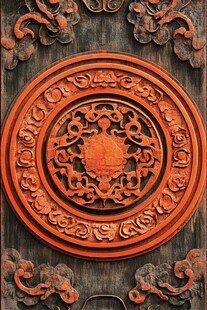 深雕木纹圆形纹饰