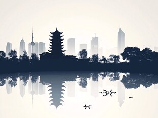 城市轮廓与自然风光的融合