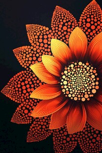 橙色花朵的数字艺术