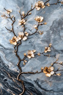 金梅绽放于冰雪大理石之上