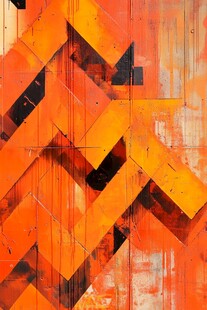 橙色几何抽象画