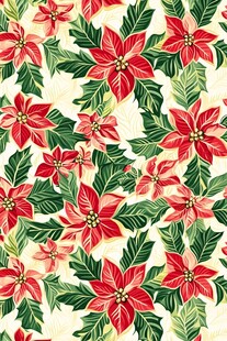 红绿圣诞花卉图案