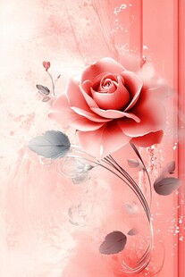粉色玫瑰与抽象艺术