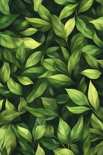 绿色树叶的密集覆盖