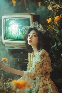 复古梦境中的女孩