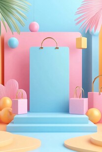 柔和色调的购物场景