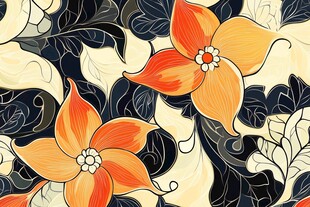 橙色花卉图案