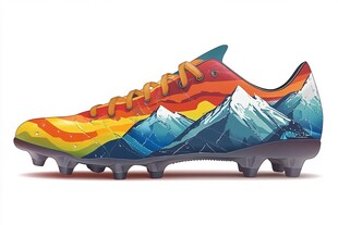 多彩山脉图案足球鞋