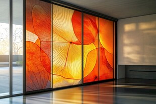 现代艺术隔断 温暖橙色调