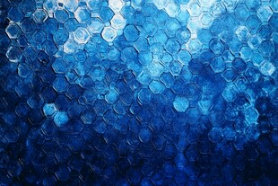 蓝色六边形抽象画