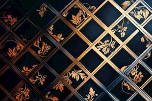 金色格子与黑色背景的对比