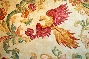 华丽复古图案 展翅飞翔的凤凰