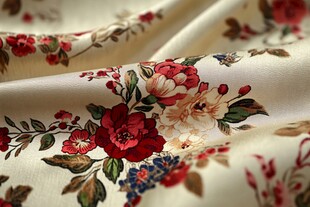 米白色布料上的复古花卉图案