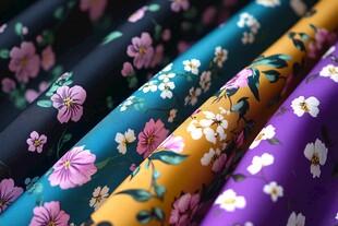 多彩花卉图案布料