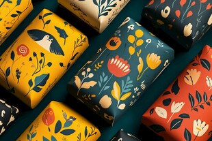 色彩斑斓的花卉图案包装盒