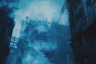 烟雾缭绕的城市