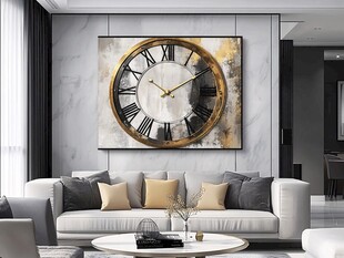 现代简约客厅 墙上挂钟艺术画